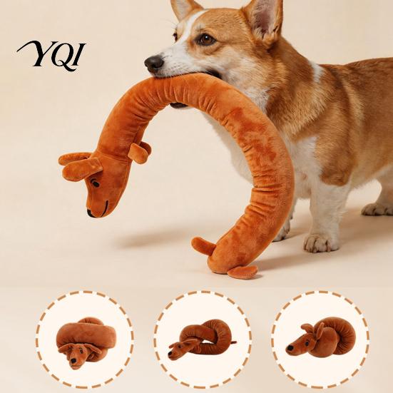 Cute Giraffe Panda Elephant Dog Toys Plush Squeaky Toy, Long Strip Stuffed Animal Chew Anxiety Relief for Dogs Interactive Tug-of-War Toy Small