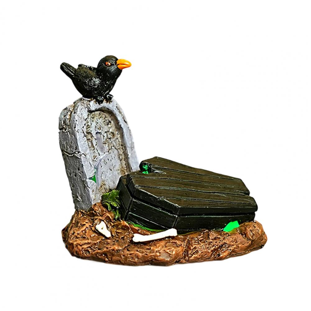 Украшения на тему Хэллоуина Жуткий набор смоляных украшений на Хэллоуин с домом с привидениями, демоном, корнем, надгробным камнем, светодиодной подсветкой, тыквой