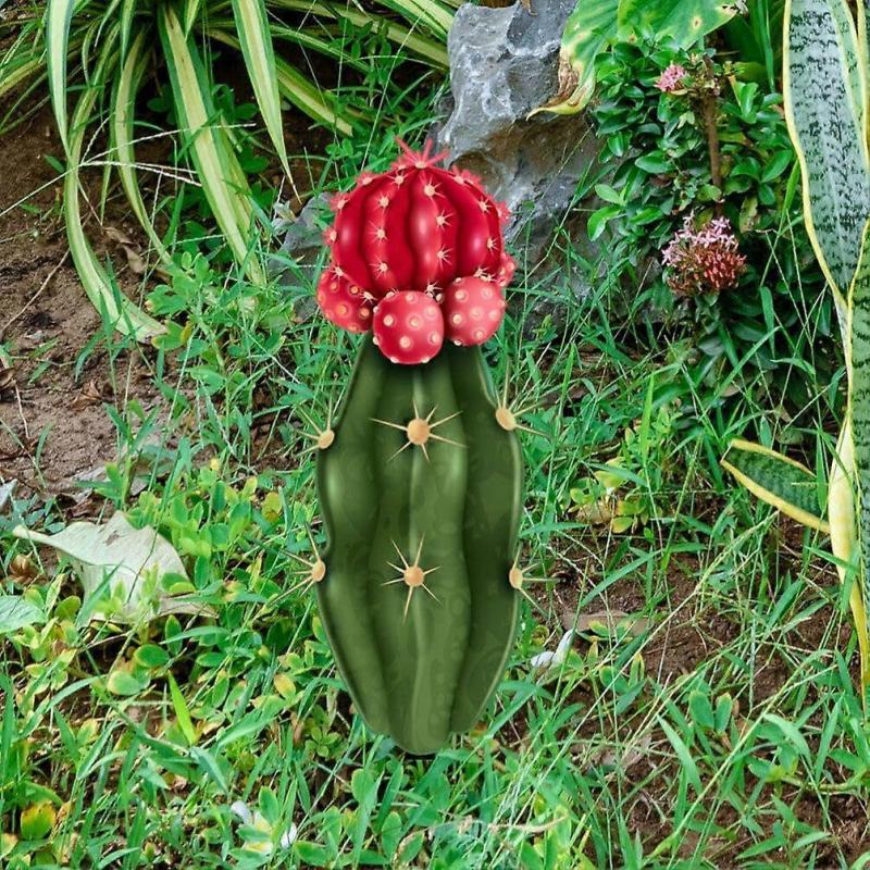 Decorative Garden Inserts,Cactus Lawn Sign Stake - Outdoor Cactus Statue Sculpture Ornament for Garden Lawn Ground Yard