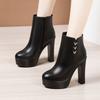 13cm Small Size 32-43 Elegant Thick Platform Shoes Women Boots Winter 2025 Block High Heels Warm Fur Ankle Boots Office Model