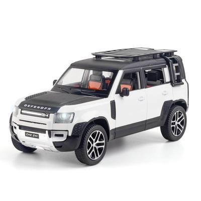 Масштаб 1/24 Land Rover Defender SUV, металлический литой под давлением игрушечный автомобиль из сплава, модель автомобиля со звуком и светом для мальчиков, детей, подарок, транспортные средства, коллекция хобби