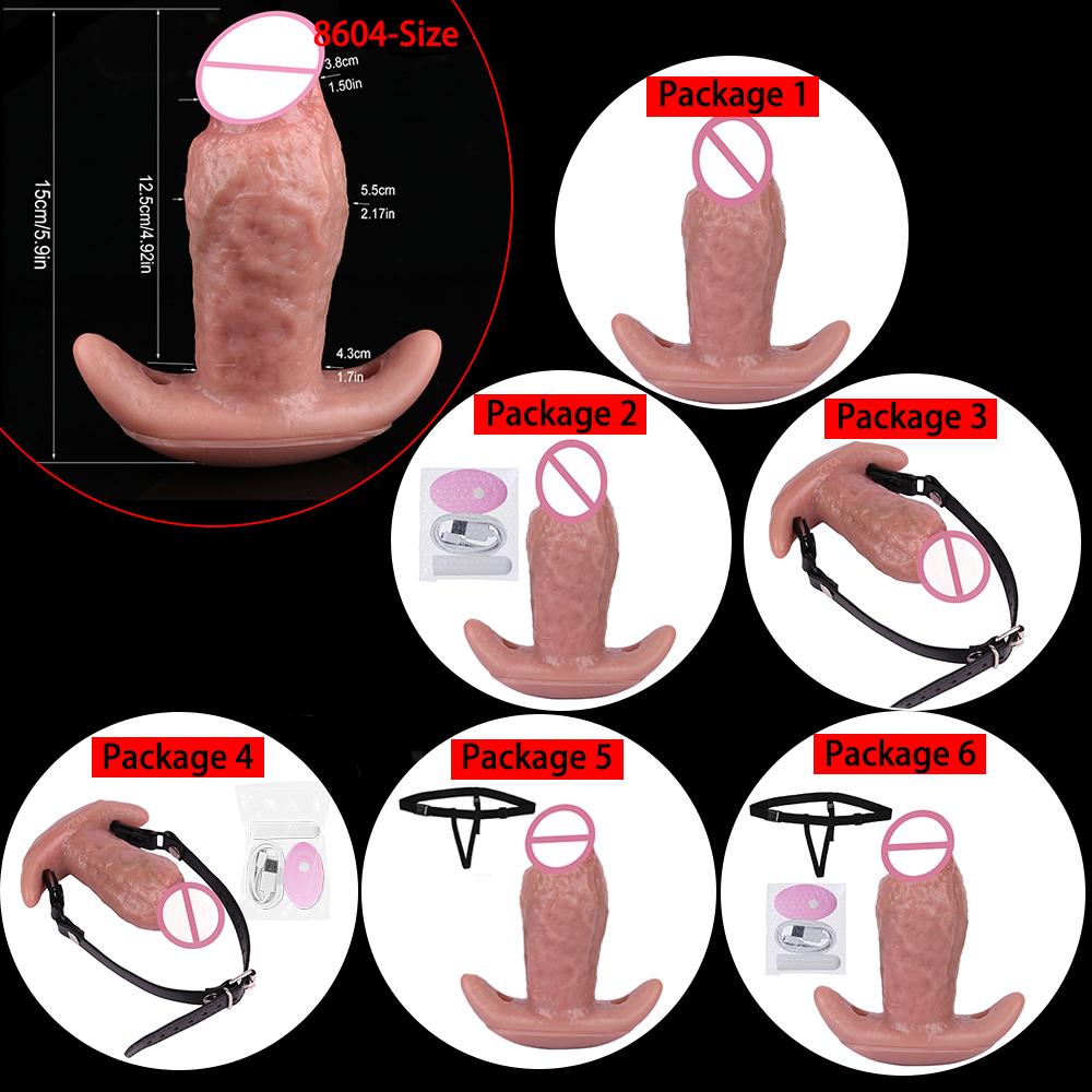 SXXY Dual-Purpose Skin-Feel Dildo Anal Plug Vibrating Mouth Gag Sex Pleasure Toy For Men Women BDSM Game Play