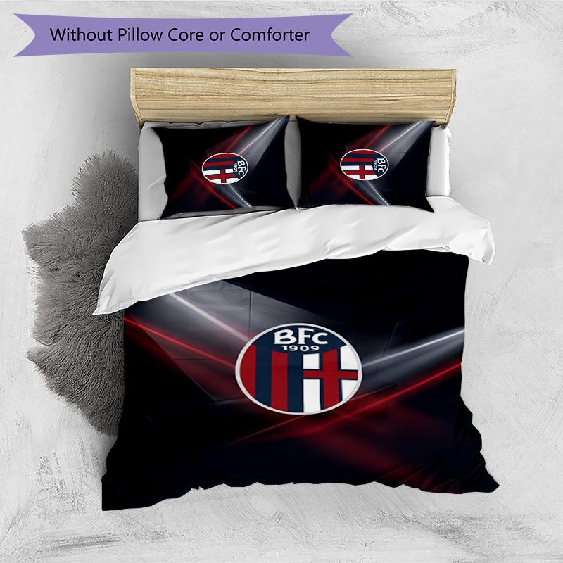 Bologna FC Printed 3PCS Bedding Set Breathable Duvet Cover with Pillowcases Decorative Bed Linen for Bedroom Home