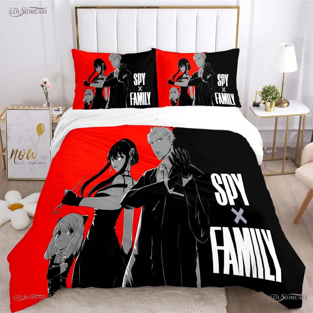 Милый мультяшный аниме пододеяльник Spy x Family, забавные кавайные комплекты постельного белья, мягкое одеяло и наволочки, односпальный/двуспальный/королевский/кинг-сайз