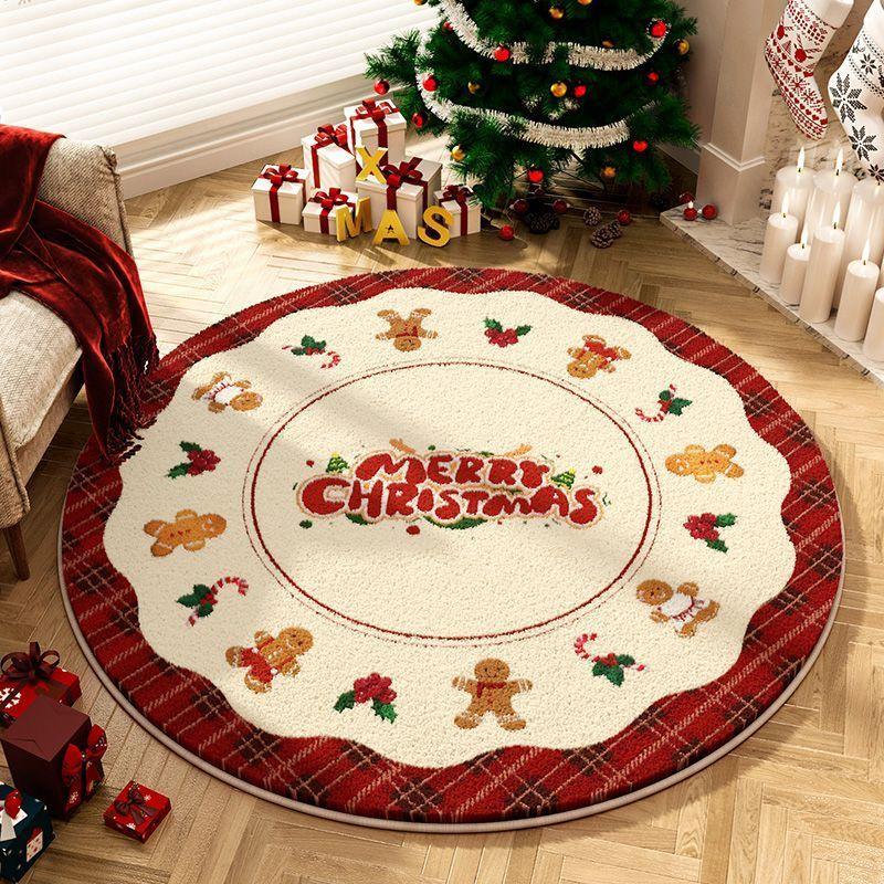 Christmas Imitation Cashmere Carpet Home Living Room Bedroom Atmosphere Christmas Decoration Red Christmas Tree Base Floor Mat