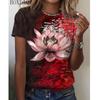Женские футболки с цветочным принтом, летние, с коротким рукавом, объемные, с принтом цветов 3D, женские футболки в стиле тай-дай, размер 6XL, повседневные топы с круглым вырезом