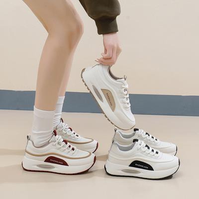 Кроссовки на толстой платформе для женщин, кроссовки на шнуровке, удобные нескользящие кроссовки из искусственной кожи для ходьбы, теннисные кроссовки, женские, легкие, спортивные, для папы