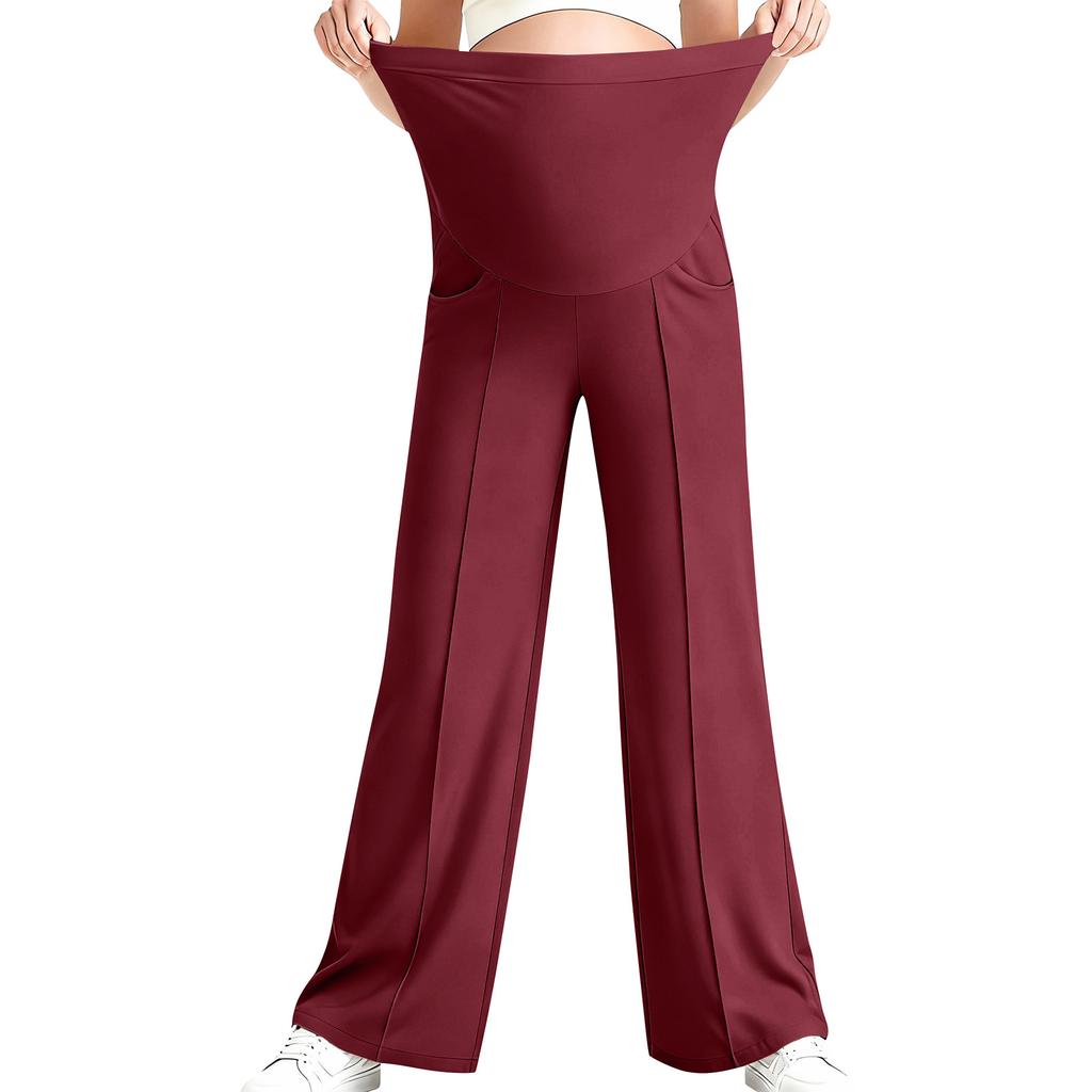 Брюки для йоги для беременных, с карманом на животе, эластичные широкие брюки для работы/повседневной носки, брюки для беременных для дома