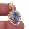 Natural Sodalite Gemstone 925 Solid Sterling Silver Two Tone Pendant 1.50" P3m21