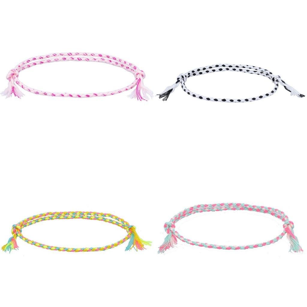 Cross-border New Arrival Minimalist Safety Buckle Four-strand Colorful Hand Rope Handcrafted Woven Red Rope Bracelet