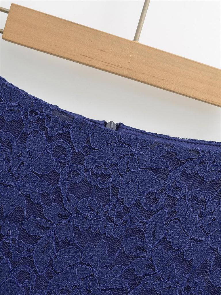 Тонкая кружевная юбка-миди с высокой талией для женщин, весна и осень