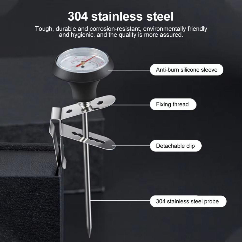 Stainless Steel Coffee Temperature Meter Clip-on Coffee Heat Measuring Tools  Home