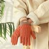 1 Pair Women Winter Gloves Jacquard Thickened Plush Knitted Five Fingers Touch Screen Unisex Anti-slip Cold Weather Driving Skiing Skating Gloves EMA
