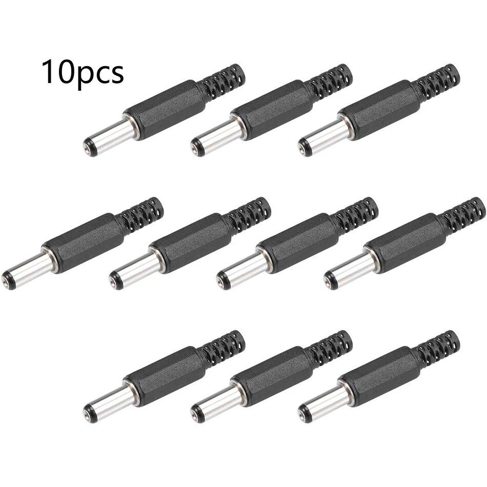 10Pcs DC Connectors 5.5x2.1mm 3.5x1.3mm DC Power Plug Male Female Jack Socket Nut Panel Mount DC Power Adapter Connector 5.5*2.1