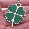 Hot Sale Creative Green Color Four-leaf Clover Fortune Keychain Key Chain Ring Pendant Bag Accessories Girls Cute Keyring Gifts