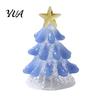 Handcrafted Holiday Keepsake Handmade Glass Christmas Tree Lighted Figurine, Mini Luminous Xmas Small Art Gift Night Light, Tabletop Decoration