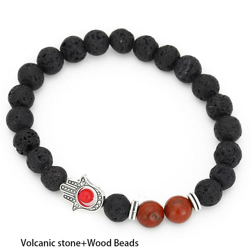 Мужские браслеты из бисера, лава, говлитовый камень, эластичный браслет Фатимы Хамсы, браслет-подвеска на руку Мала, браслет от сглаза