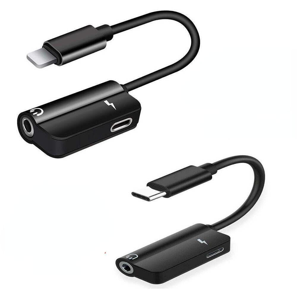 Адаптер для наушников 2 в 1, совместимый с аудио AUX Lightning на 3,5 мм, разъем для зарядки преобразователя