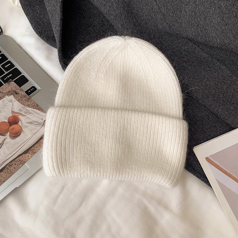 Solid Color Rabbit Fur Knitted Hat Women Winter Warm Wool Hat Warm Angora Fluffy Warm SKI Beanies Korea Ins Fashion Bonnet Caps