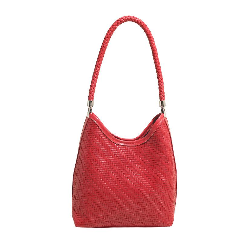 Винтажная большая сумка-ведро для ношения в руке, осень-зима 2025, новая плетеная сумка-подмышка, женская сумка-шоппер на плечо