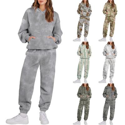 Унисекс спортивный костюм с капюшоном Женская толстовка с капюшоном для бега и спортивные брюки Два предмета с длинным рукавом Пуловер