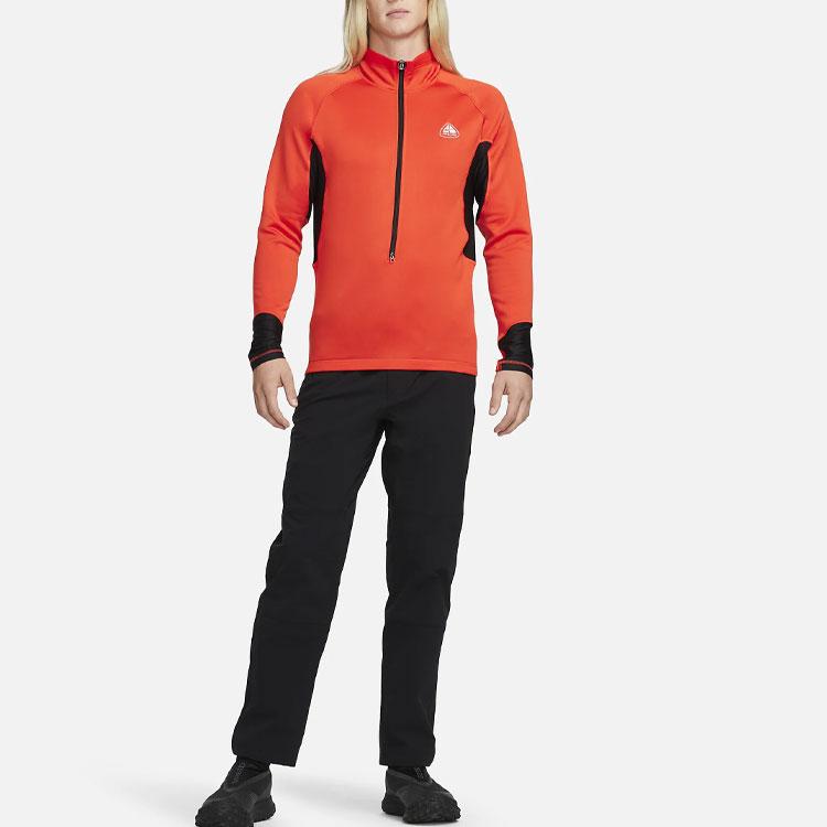 Nike ACG Logo Embroidered Color Block Sweatshirt Men Tops Orange DV9220-633