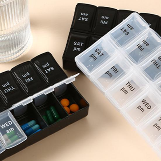 Pill Organizer with Letters Health Care Drop Resistance 7 Days Weekly Tablet Box Portable Classification Large Capacity