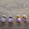 Rough Stone Purple Natural Amethyst Women Earrings Ear Studs Korean Style Amethyst Stud Earrings