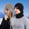 Winter Plus Fluff Hat Scarf Two-Piece Set Men's Outdoor Cycling Warm Earflaps Slipover Knitted Woolen Cap Women