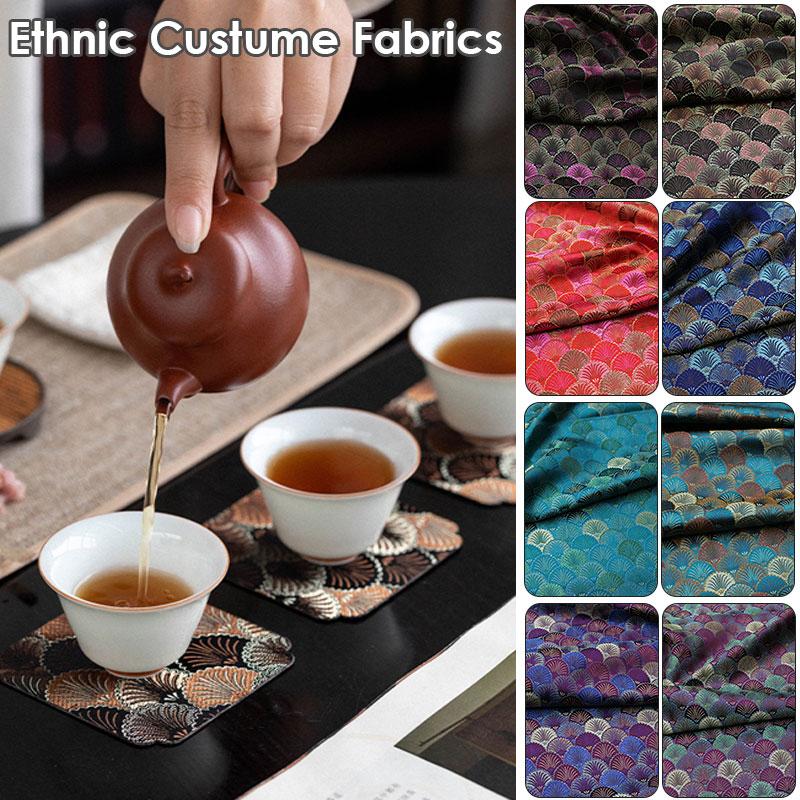 100x75 см китайский стиль тибетский монгольский халат парча жаккардовая ткань ретро шелковистая атласная ткань для самостоятельного шитья ханьфу материал