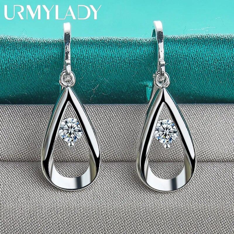 URMYLADY, серьги из стерлингового серебра 925 пробы с каплями воды AAA, серьги с цирконом для женщин, модные свадебные, помолвочные, очаровательные ювелирные изделия