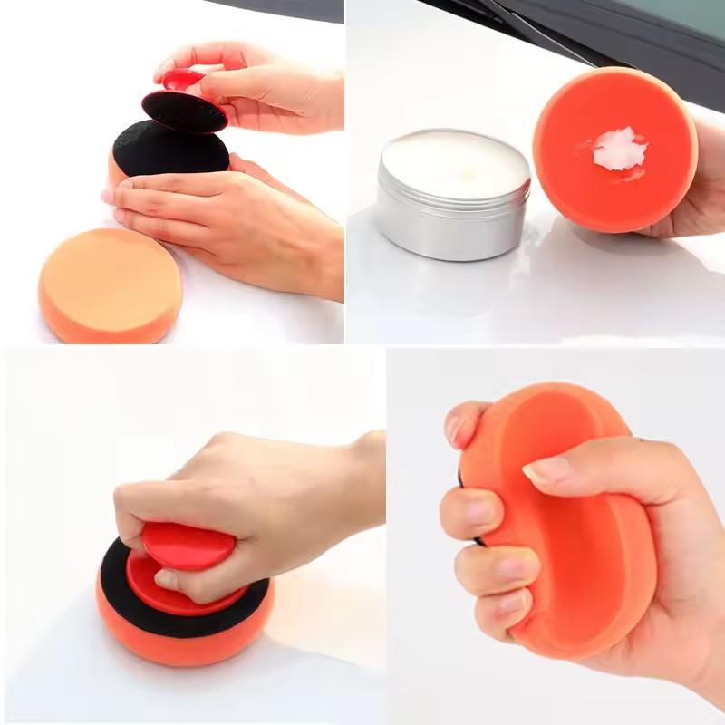 Car Wash Wax Polish Pad with Handle Car Waxing Multi-Functional Use Cleaning Sponge for Car Polishing Sponges
