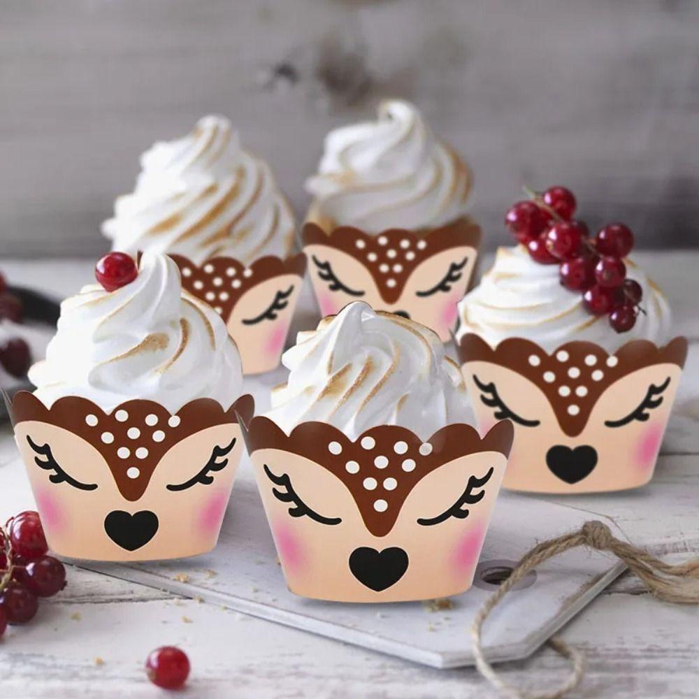24set with Cupcake Antlers Topper Christmas Elk Cupcake Wrapper Cupcake Decorating Tool Baby Shower