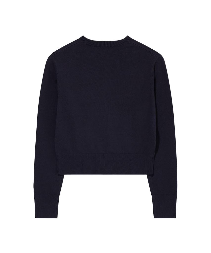 COVERNAT WOMAN Cooper Logo Round Neck Knit Navy