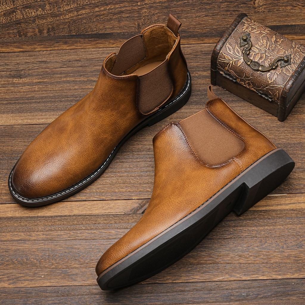 HECRAFTED SHOES/ Зимние мужские ботинки из искусственной кожи