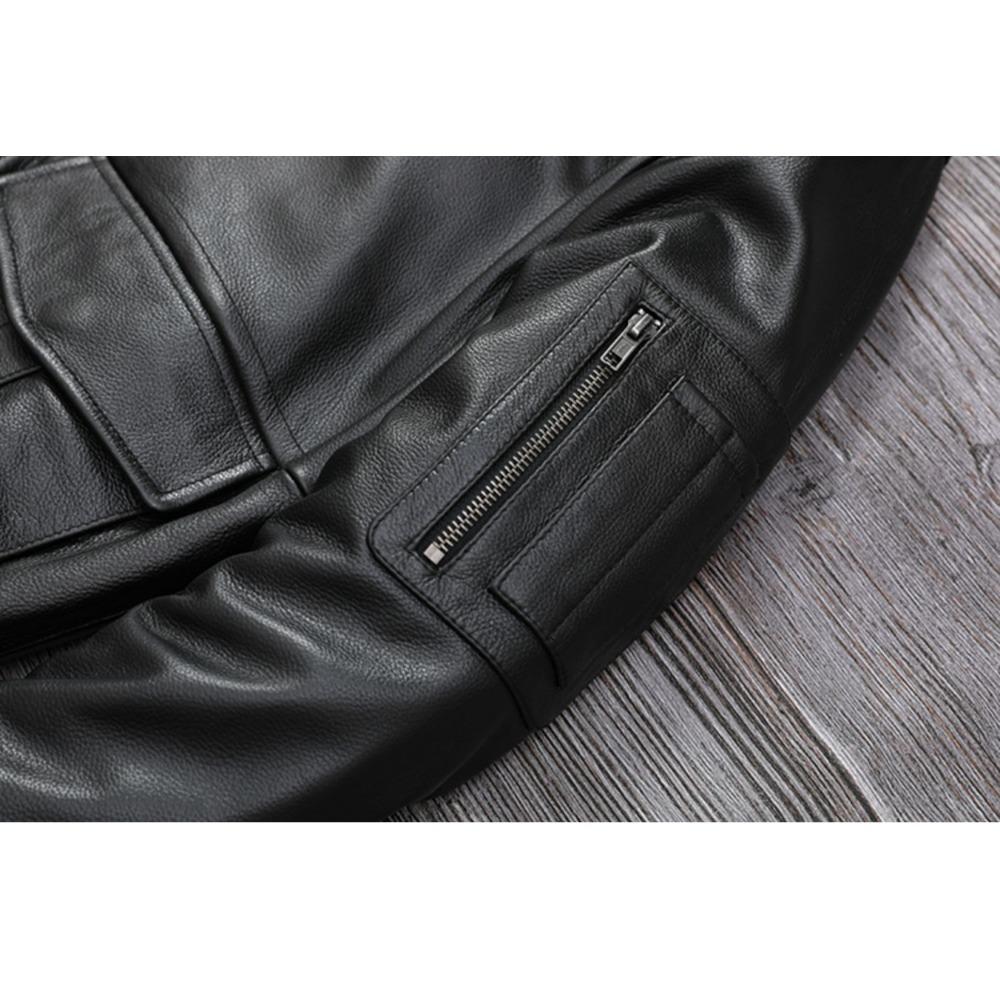 Китайский размер Мужская кожаная куртка из натуральной коровьей кожи с воротником из натурального меха Летные куртки Мужские пальто из коровьей кожи Зимняя одежда ВВС