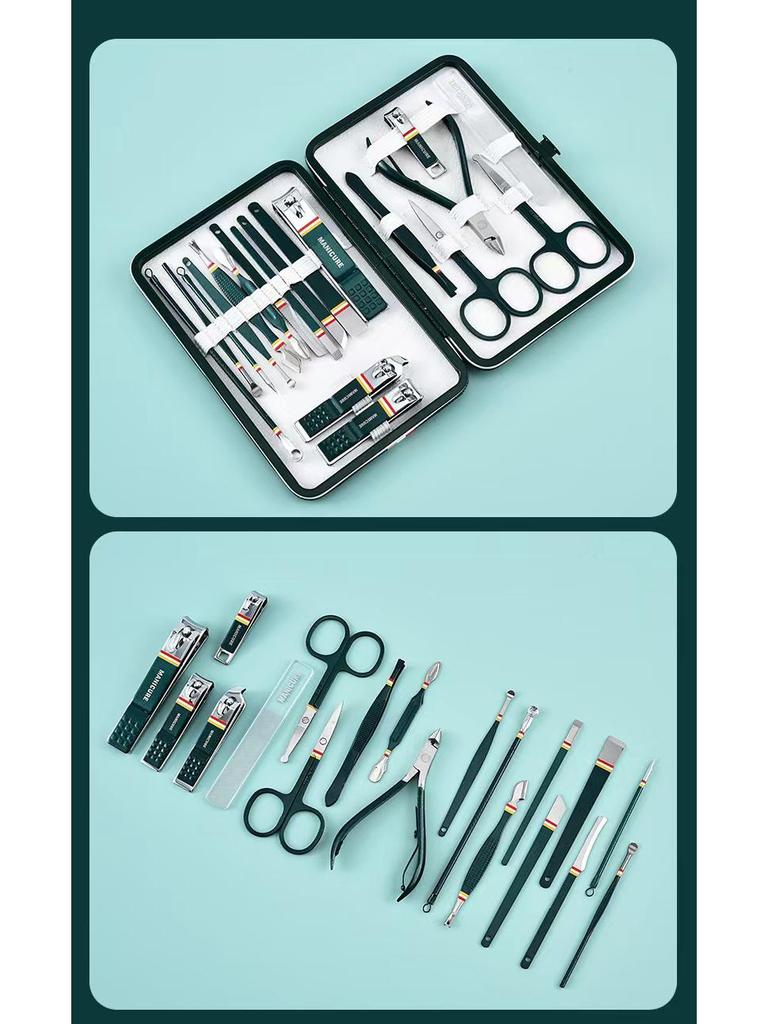 Премиальный маникюрный набор из 19 предметов из нержавеющей стали с кусачками для ногтей «Орлиный клюв»