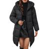 Women's Solid Color Hooded Medium Long Thick Waist Padded Coat