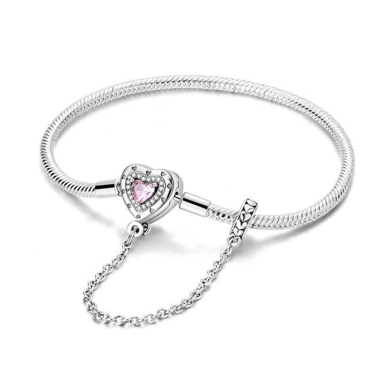 100% Серебряный Браслет Подходит для Оригинальных Бусин-Подвесок DIY Изготовление Украшений Ослепительная Цепочка с Цирконами Браслет Для Женщин