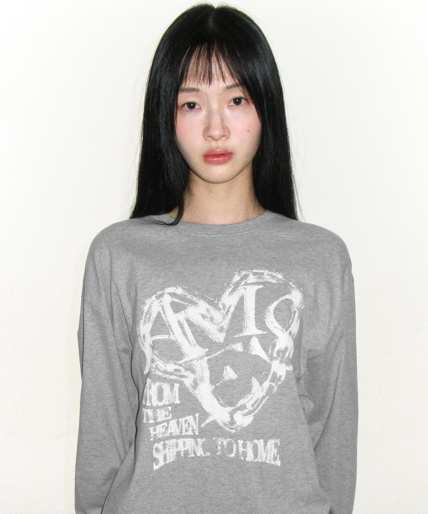 AMES-WORLDWIDE Ames Heart Graphic Ls Tee Gray