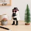 Miniature Spooky Figure Ghost Hugging Black Cat Resin Figurine, Cool with Sunglasses & Hat, 3D Carved Halloween Decoration Ornament for Desk