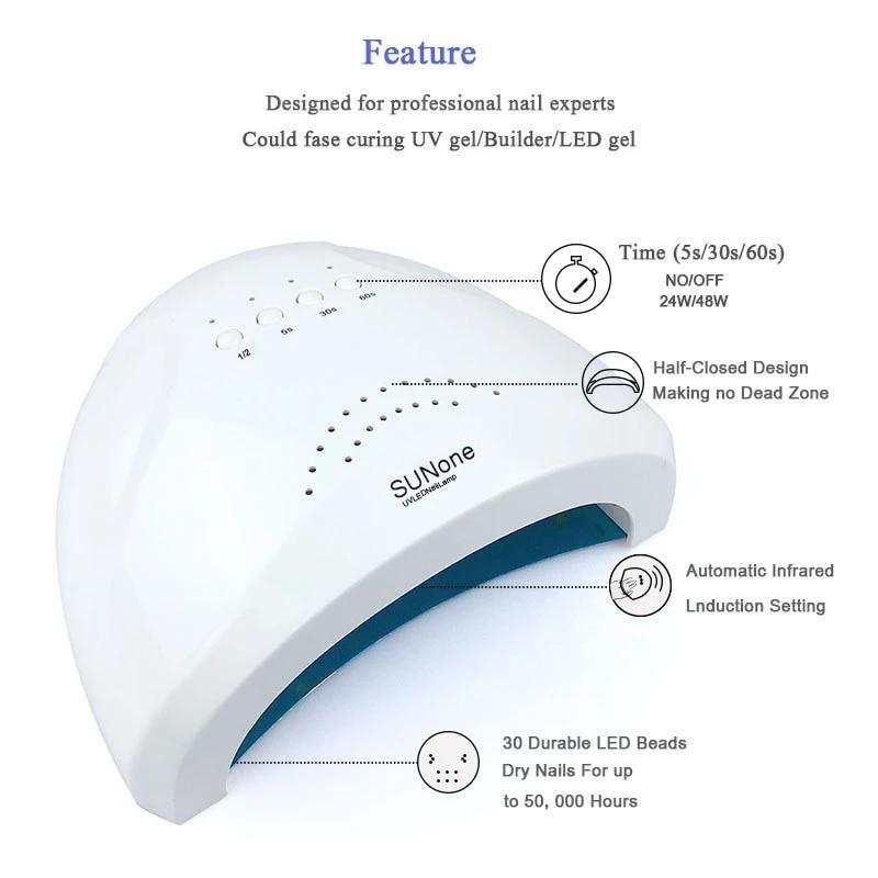 48 Вт УФ-светодиодная лампа для ногтей Профессиональная лампа для сушки гель-лака с 3-ступенчатым таймером Умная сушилка для ногтей Маникюрные инструменты YSL