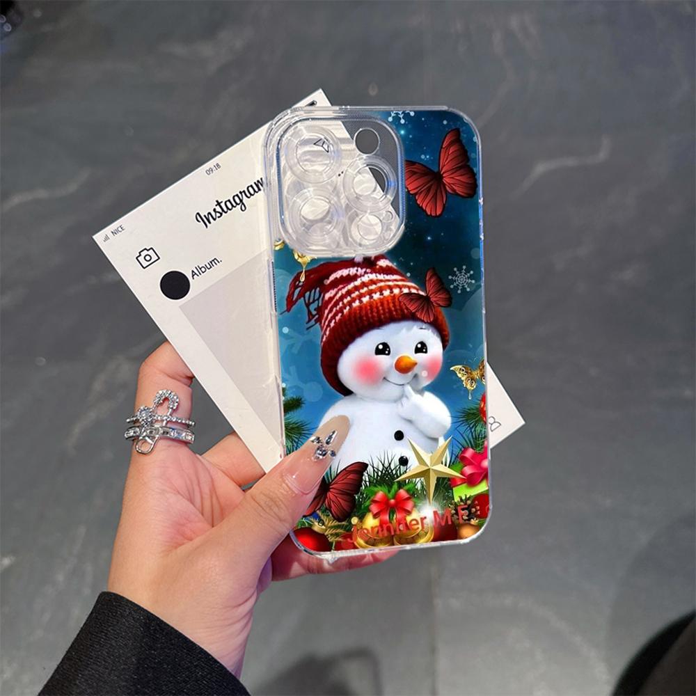 Ae110 Merry Christmas Magsafe Прозрачные чехлы для Samsung S23 S24 Ultra S20 S21 FE iPhone 16 13 15 14 Pro Max XR Магнитная беспроводная зарядка Задняя крышка