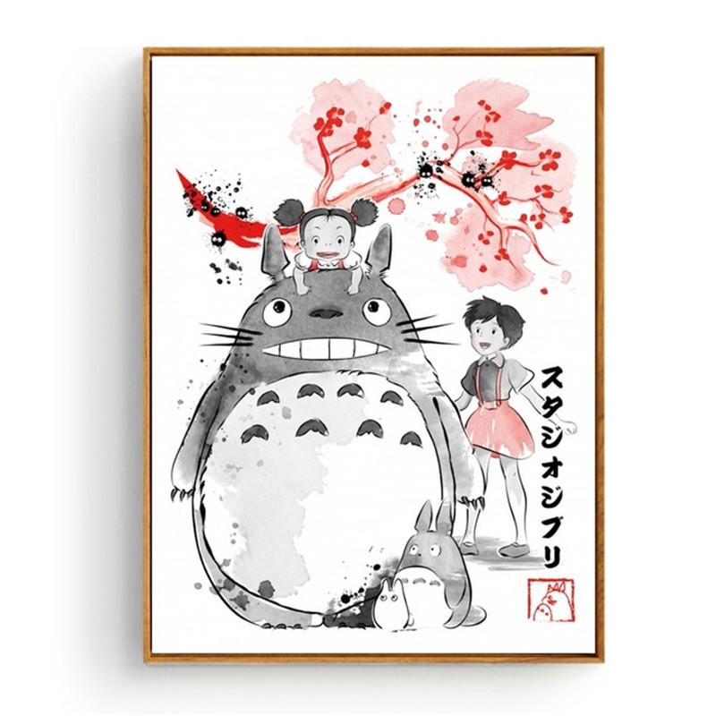 Totoro Cartoon Movie Canvas Painting Japan Hayao Miyazaki Anime Poster Prints Room Decor Wall Art Picture Living Room Home Decor