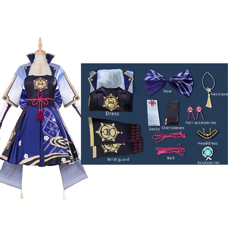 XS-3XL OllyMurs Game Kamisato Ayaka Косплей Костюм Аяка Одежда Вентилятор Платье Парик Обувь Косплей Аниме для Ролевых Игр