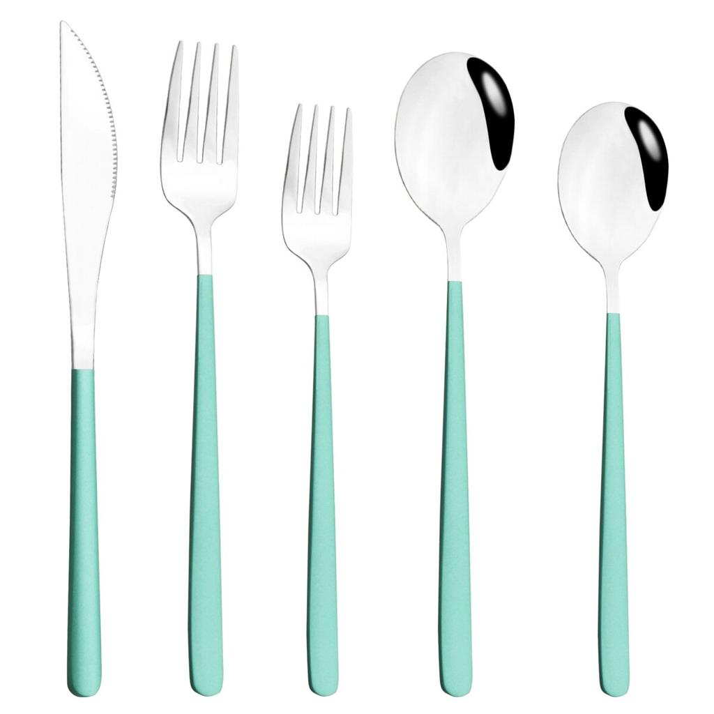 5/10/20 Pcs Colorful Dinnerware Cutlery Set 304 Stainless Steel Flatware Set Mirror Knife Fork Spoon Tableware Set Kitchen Silverware