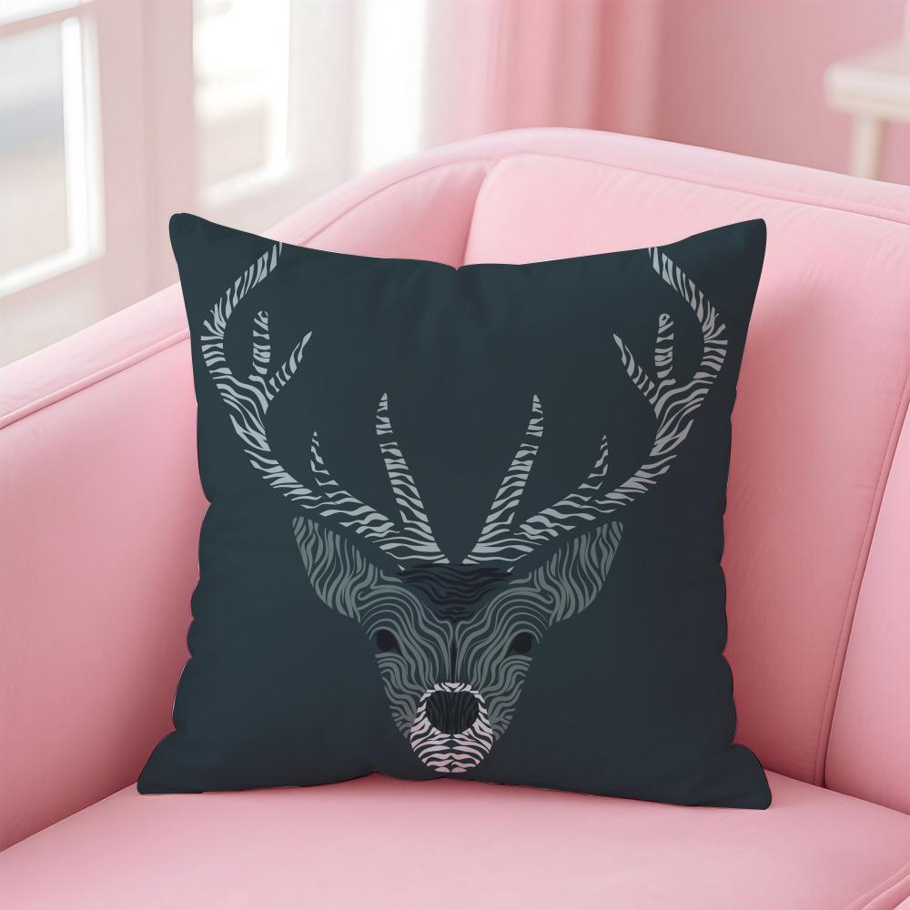 Modern Nordic Deer Head Cushion Cover Soft Plush Throw Pillow Cushion CoverDoubleSided Printed Pillow Case Sofa Home Decor