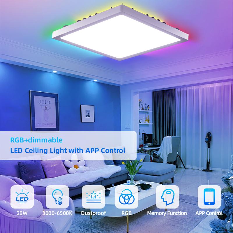 Светодиодные потолочные светильники с регулируемой яркостью, современные панельные светильники с подсветкой, пульт дистанционного управления, 220 В, потолочный светильник для домашнего освещения