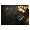 Wallpaper Gold and Black Monstera Leaves On Abstract Background