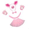 Animal Pig Costume Accessories Ears Headband Nose Bowtie Tail for Dress Up